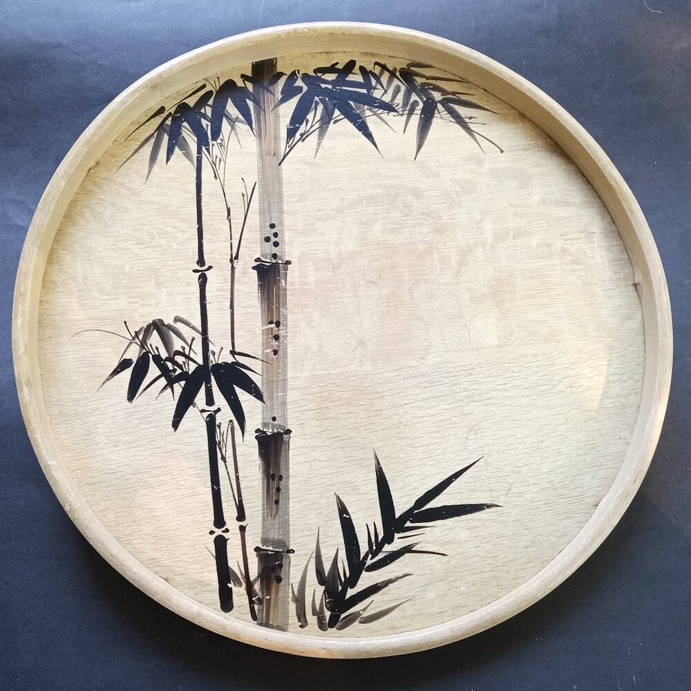 Round Tray Bamboo Motif Made in Japan Zen Style